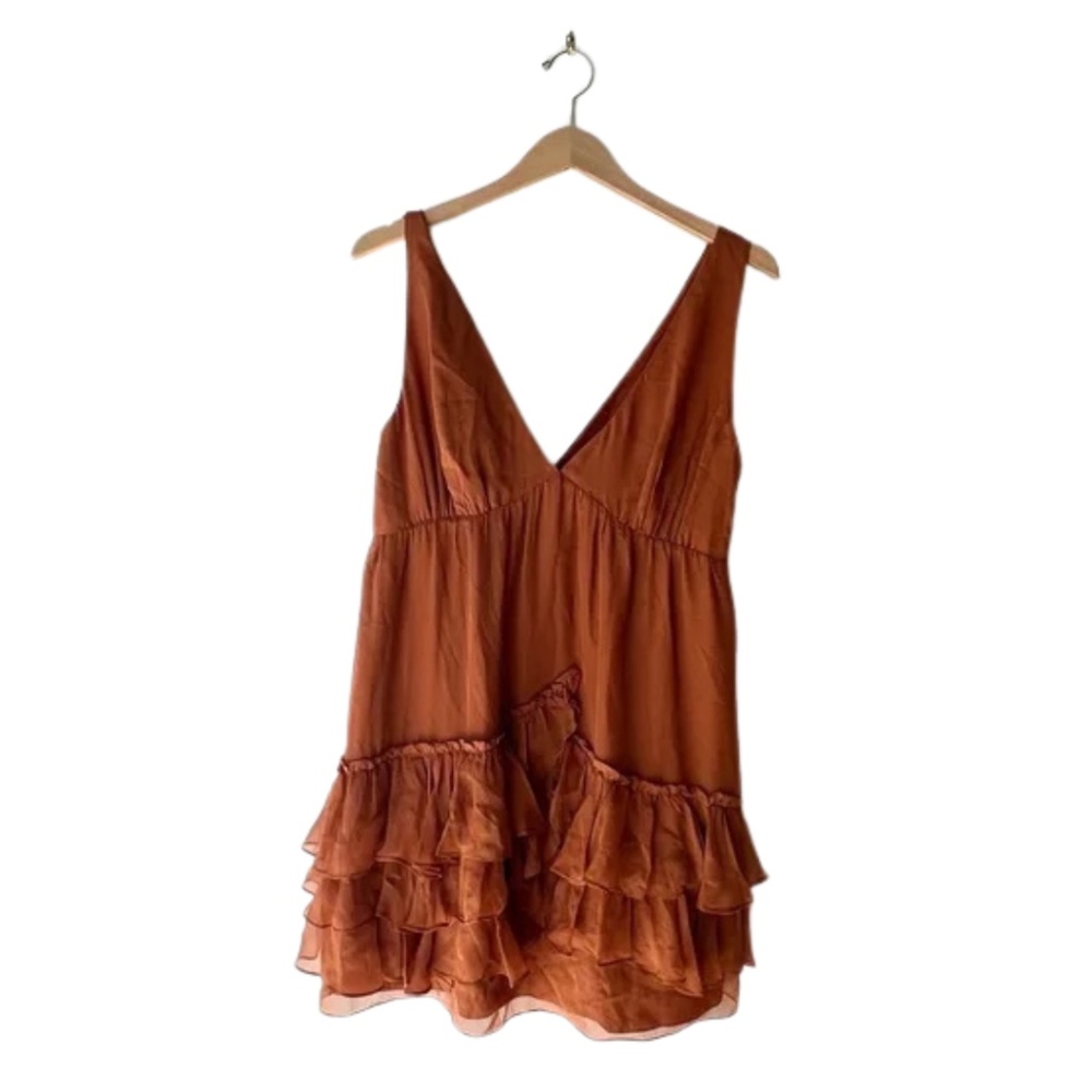 Elizabeth and James Rebecca Silk Dress NWT | Rust Ruffle | Size 6